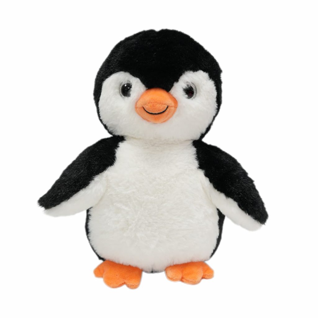 The Penguins Pose Cute And Accompany The Stuffed Animals