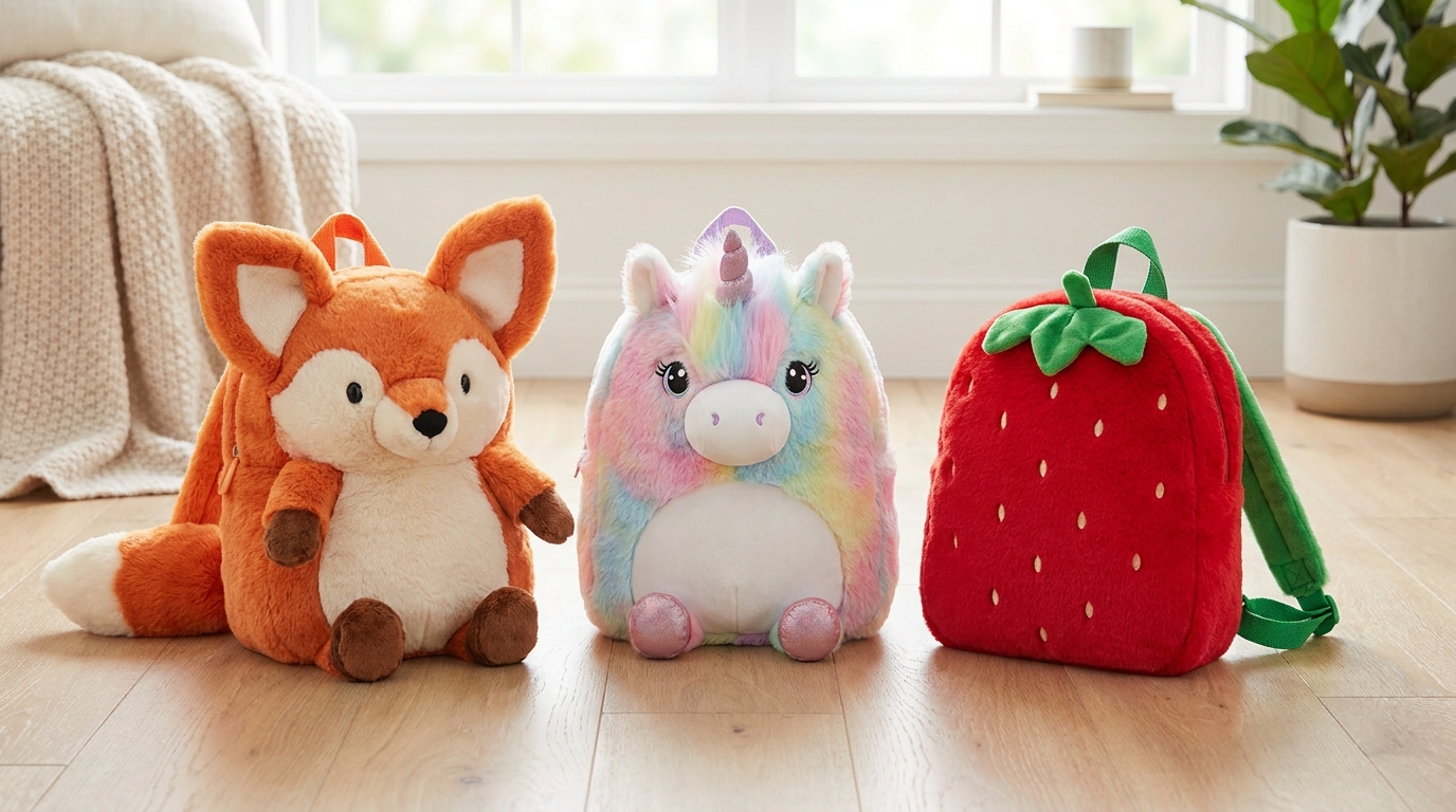 plush backpacks animal themed fruit themed