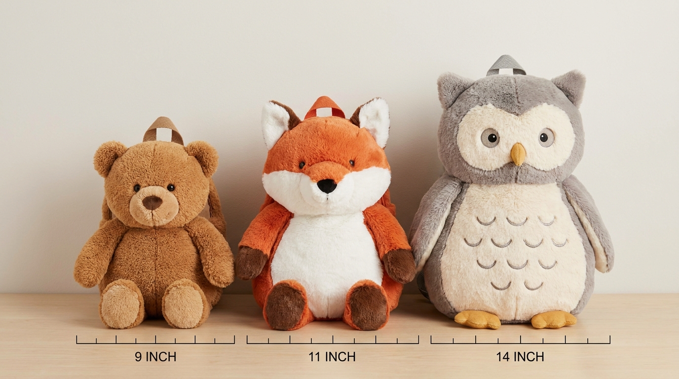 plush backpacks various sizes adjustable strap