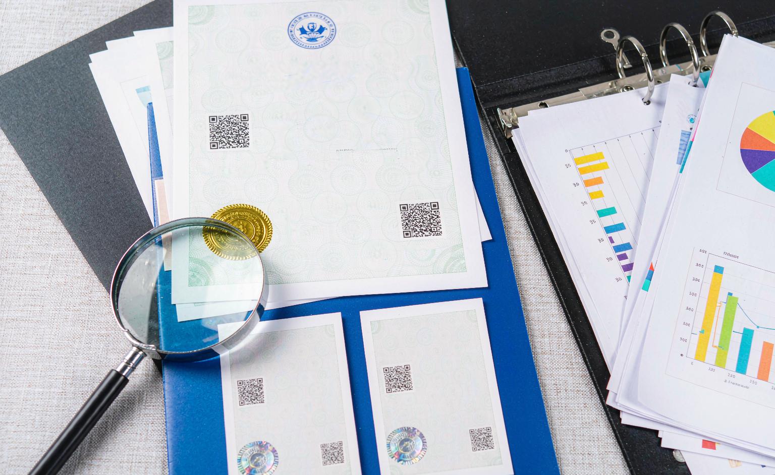 A stack of safety certificates and lab test reports on an importer's desk